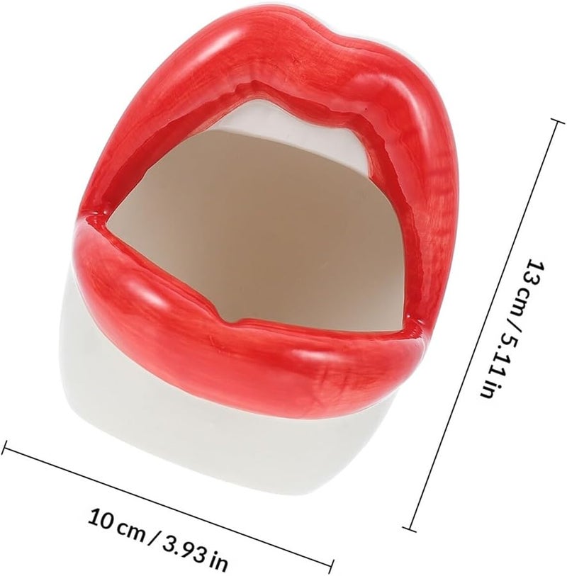 منفضة سجائر على شكل أحمر شفاه سيراميك بتصميم فم أحمر للمنزل والفنادق - Image 2